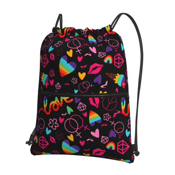 Rocae Lgbt Rainbow For Pride for Drawstring zipper Backpack Gym Backpack Bag for Men and Women