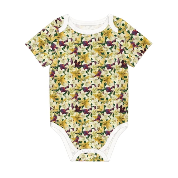 Rocae Lilies Flowers for Baby Climbing Clothes Soft Baby Romper for Active Infants Comfortable and Breathable Crawling Jumpsuit Unisex Baby Outfit 2 Years