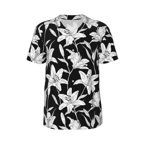 Rocae Lilies Flowers for Breathable Men's Baseball T-Shirt Fashionable Casual Baseball Jersey, Moisture-wicking Sportswear Small