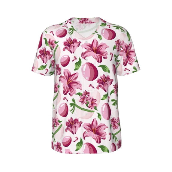 Rocae Lilies Flowers for Breathable Men's Baseball T-Shirt Fashionable Casual Baseball Jersey, Moisture-wicking Sportswear Small