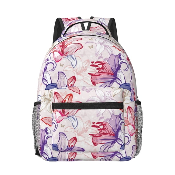 Rocae Lilies Flowers for Comfortable Student Backpack - Lightweight ,Durable School Bag Ideal for Middle School, High School, and College