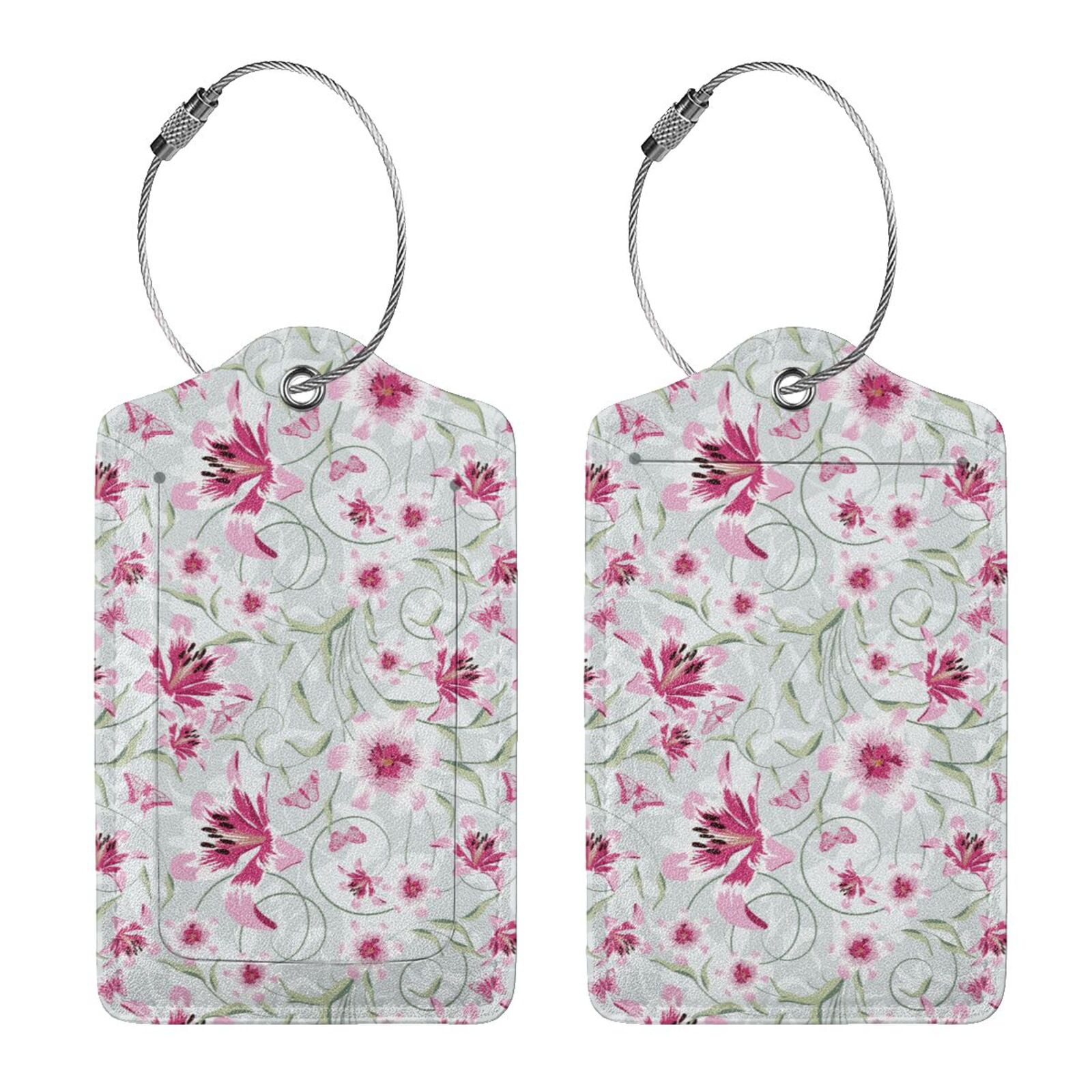 Rocae Lilies Flowers for Leather Luggage Baggage Tags ID Label Privacy ...