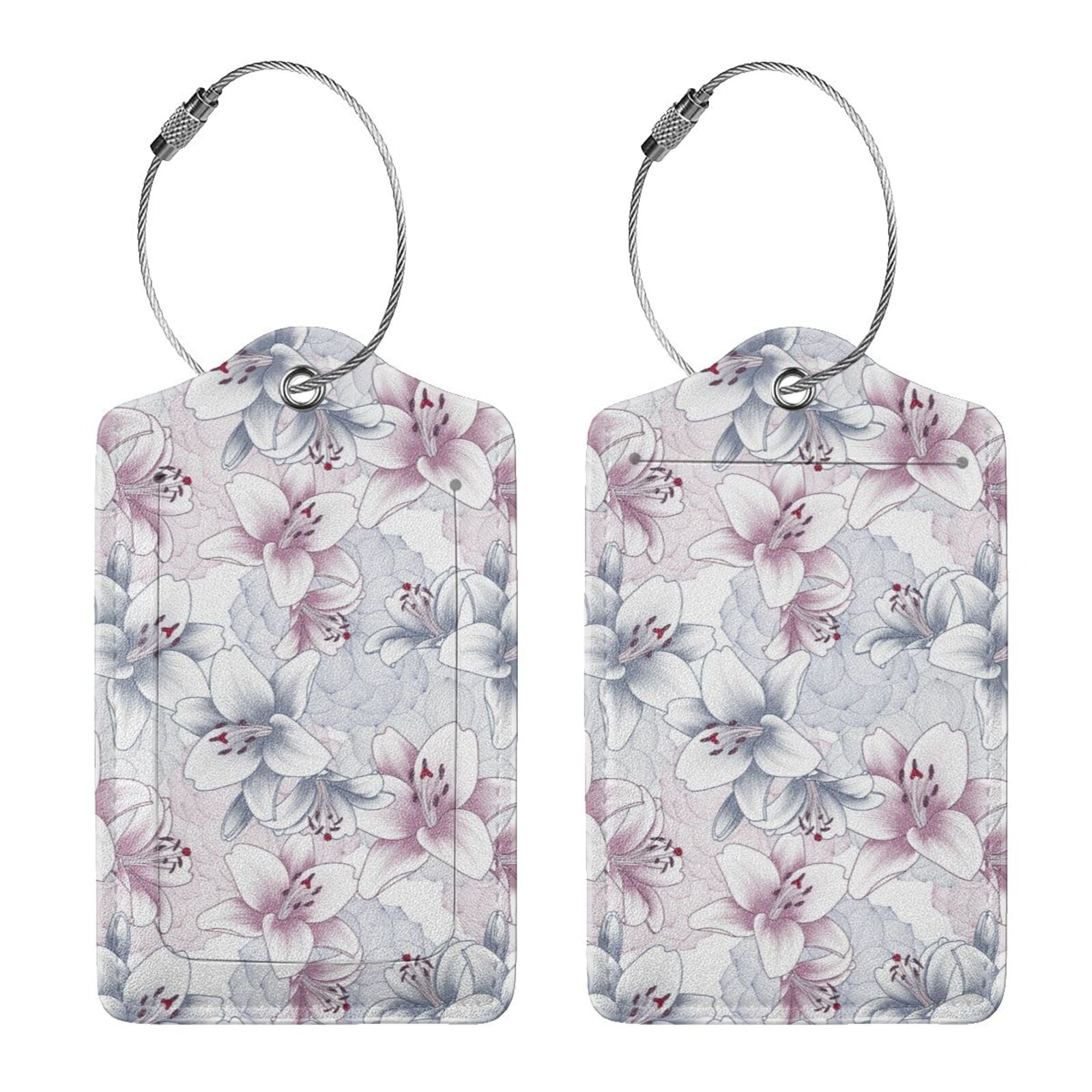 Rocae Lilies Flowers for Leather Luggage Baggage Tags ID Label Privacy ...