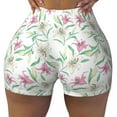 thumbnail image 1 of Rocae Lilies Flowers for Women's Quick-Dry Running Shorts,Ladies Active Athletic Apparel Yoga Workout Gym Running Volleyball Spandex Shorts Small, 1 of 9