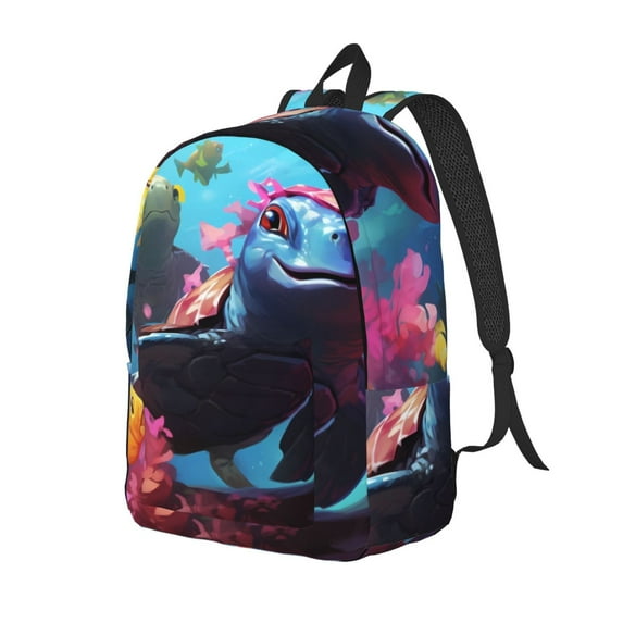 Rocae Lively Cute Turtle for Canvas College Laptop Backpack for Men Women-Small