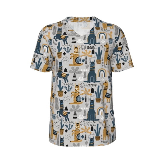 Rocae Llama and Cactus1 for Breathable Men's Baseball T-Shirt Fashionable Casual Baseball Jersey, Moisture-wicking Sportswear 4X-Large