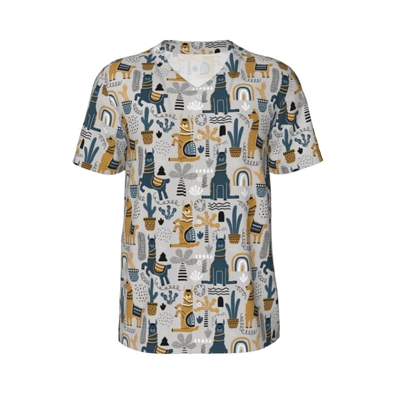 Rocae Llama and Cactus1 for Breathable Men's Baseball T-Shirt Fashionable Casual Baseball Jersey, Moisture-wicking Sportswear Large