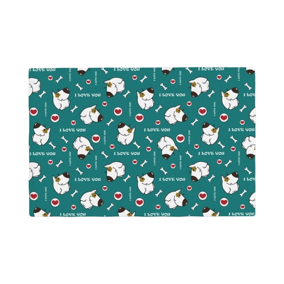 Rocae Love Dog Printed Heat Resistant Place Mats,Classic Hemstitch Cloth Fabric Placemats Imitation Linen Place Mat Table Mats 18x12 inch