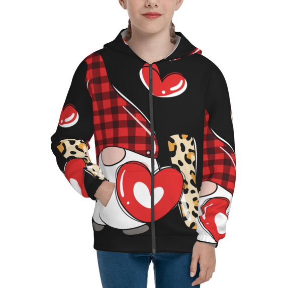 Rocae Love Gnomes for Zip Up Hoodies for Teen Sweatshirt with Hood-Medium