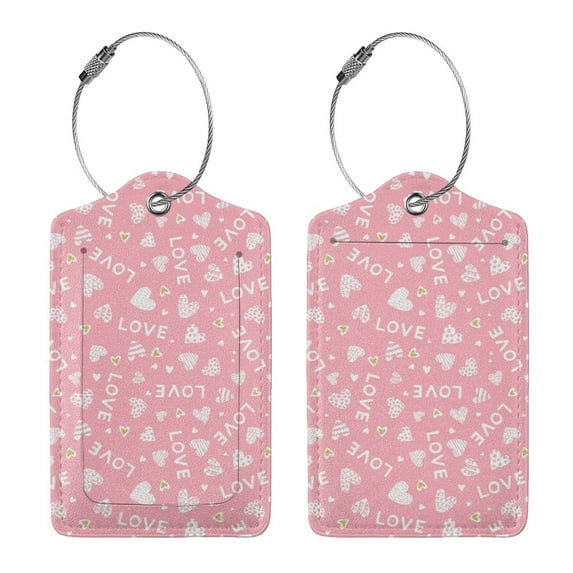 Rocae Love for Leather Luggage Baggage Tags ID Label Privacy Cover ID Label with Stainless Steel Loop and Address Card