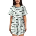 thumbnail image 1 of Rocae Love lettering for Two Piece Sleepwear Pajamas Sets for Women Soft Short-Sleeved Pjs with Lounge Shorts-Large, 1 of 6