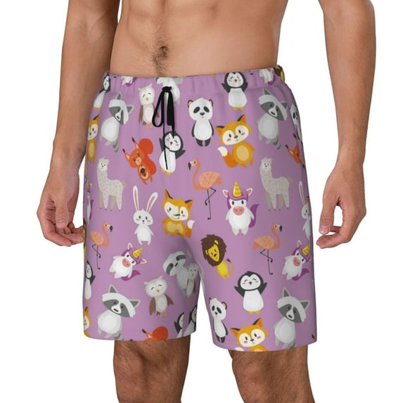 Rocae Lovely Animals for Men's Swim Trunks Quick Dry With Two Side Pockets and One Lined Patch PocketMedium