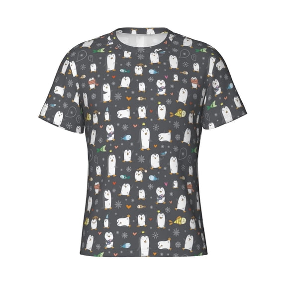 Rocae Lovely Penguin for Men's Moisture-Wicking Crew Tee - T-Shirt for Sports, Outdoor Activities, and Casual WearSmall