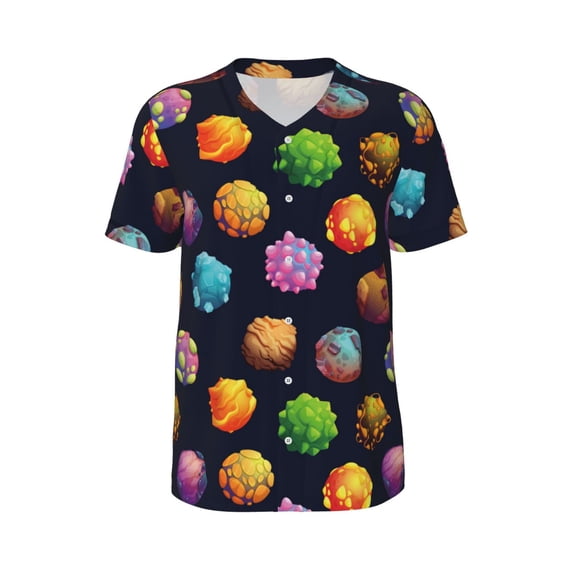 Rocae Lovely Planet for Breathable Men's Baseball T-Shirt Fashionable Casual Baseball Jersey, Moisture-wicking Sportswear Large