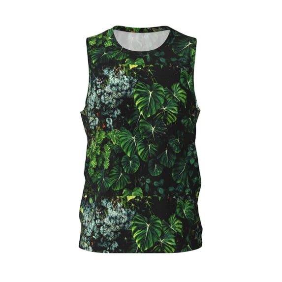 Rocae Lush Foliage Green Plant for Men's Basketball Jersey Lightweight and Breathable Athletic Tank Top,Quick-Drying Sports Jersey Large