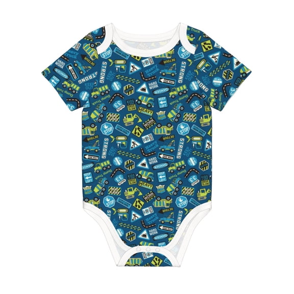 Rocae Machinery Road Construction for Baby Climbing Clothes Soft Baby Romper for Active Infants Comfortable and Breathable Crawling Jumpsuit Unisex Baby Outfit 9M