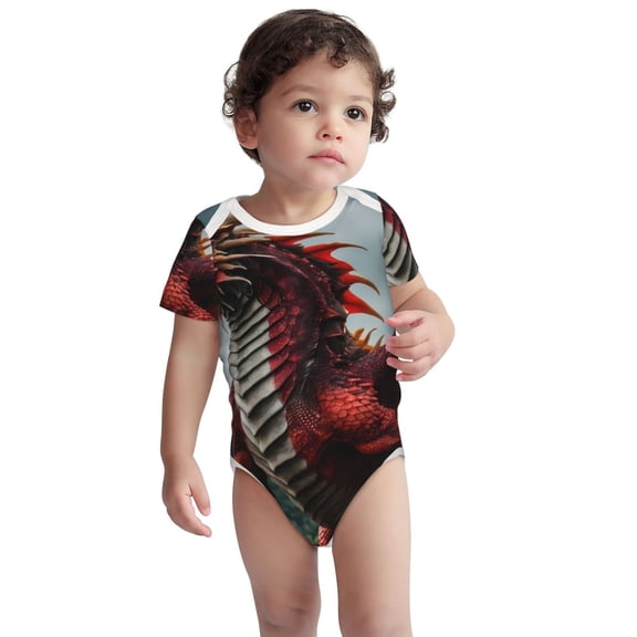 Rocae Majestic Red Dragon for Baby Cotton Short-Sleeve Bodysuits for Unisex Onesies Bodysuit-3 Months