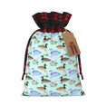 thumbnail image 1 of Rocae Mallard Duck Of Lotus Flowers Print Christmas Drawstring Linen Gift Bag with Drawstrings Treat Bag Goody Present Bags for Christmas Party Favor, 1 of 8