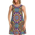 thumbnail image 1 of Rocae Mandala for Sleeveless Dresses Summer Casual Ruffle Sleeveless Cute Crew Neck Flowy Dress with Pockets, 1 of 7