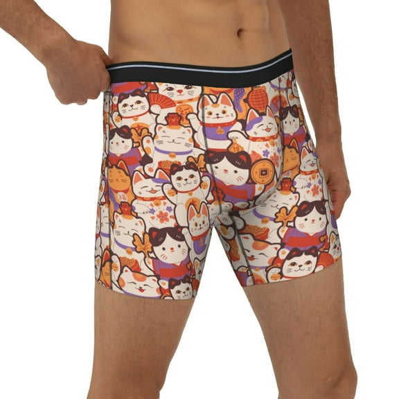 Rocae Maneki-Neko Cats for Stretch Moisture-Wicking Underwear,Men's Underwear Boxer Briefs XX-Large