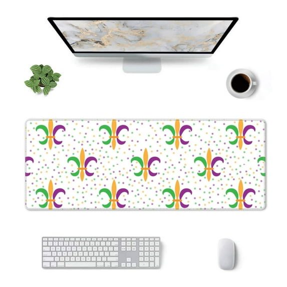 Rocae Mardi Gras Carnival1 for Gaming Mouse Pad, Mouse Pad Large, Office Computer Keyboard Mousepad, Keyboard and Mouse Pad with Stitched Edges,31.5 x 11.8 in