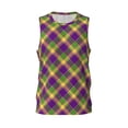 thumbnail image 1 of Rocae Mardi Gras Plaid for Men's Basketball Jersey Lightweight and Breathable Athletic Tank Top,Quick-Drying Sports Jersey XX-Large, 1 of 9