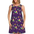 thumbnail image 1 of Rocae Mardi Gras and Donuts for Sleeveless Dresses Summer Casual Ruffle Sleeveless Cute Crew Neck Flowy Dress with Pockets, 1 of 7