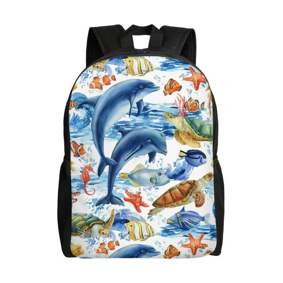 Rocae Marine Animals print Computer bag with separate compartment, suitable for 15 inch laptop backpack, gift for men and women