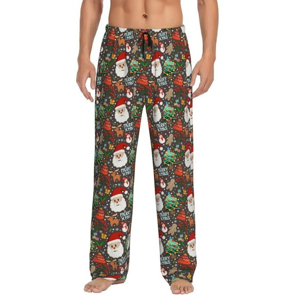 Rocae Merry Christmas Mens Pajama Pants Pj Pants Mens Lounge Pants-XX-Large