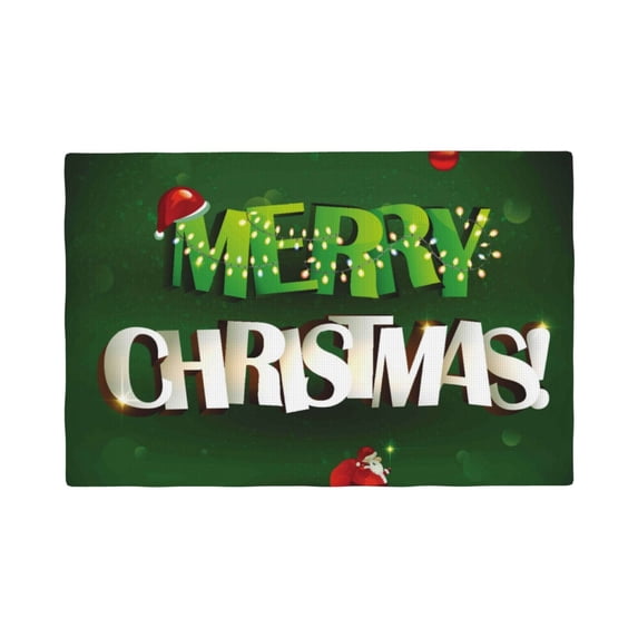 Rocae Merry Christmas Printed Heat Resistant Place Mats,Classic Hemstitch Cloth Fabric Placemats Imitation Linen Place Mat Table Mats 18x12 inch