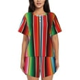 thumbnail image 1 of Rocae Mexican Serape Blanket Stripes for Two Piece Sleepwear Pajamas Sets for Women Soft Short-Sleeved Pjs with Lounge Shorts Small, 1 of 9