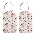 thumbnail image 1 of Rocae Milk Tea for Leather Luggage Baggage Tags ID Label Privacy Cover ID Label with Stainless Steel Loop and Address Card, 1 of 5