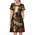 thumbnail image 1 of Rocae Modern Cute Dog for Dresses Summer Casual Ruffle Short Sleeve Cute Crew Neck Flowy Dress with Pockets, 1 of 6