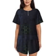 thumbnail image 1 of Rocae Modern Hexagonal Neon Grid for Two Piece Sleepwear Pajamas Sets for Women Soft Short-Sleeved Pjs with Lounge Shorts -Large, 1 of 6