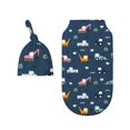Rocae Modern Modern Excavator for Baby Swaddle Blanket with Hats Set