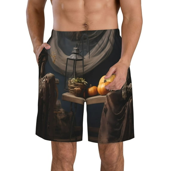 Rocae Modern Skull Sisters for Men's Beach Shorts Casual Elastic Waist Drawstring Summer Beach Shorts,S-3XL-Large