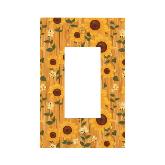 Rocae Modern Wood Grain Sunflower for Decorator Light Switch or Receptacle Outlet Wall Plate,Polycarbonate Thermoplastic-Style U