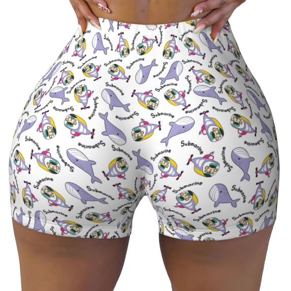 Rocae Monkey Submarine Captain for Women's Quick-Dry Running Shorts,Ladies Active Athletic Apparel Yoga Workout Gym Running Volleyball Spandex Shorts XX-Large