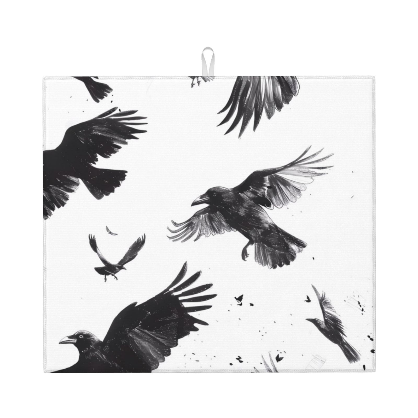 Rocae Monochrome Flying Ravens for Drying Mat for Kitchen 16*18 inch ...