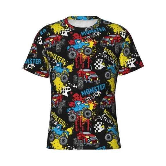 Rocae Monster Car for Men's Moisture-Wicking Crew Tee - T-Shirt for Sports, Outdoor Activities, and Casual Wear