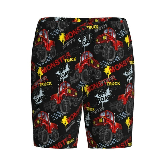 Rocae Monster Truck for Men's Soft Sleep Pajama Shorts, Waistband and Pockets