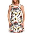 thumbnail image 1 of Rocae Monster truck for Sleeveless Dresses Summer Casual Ruffle Sleeveless Cute Crew Neck Flowy Dress with Pockets, 1 of 7