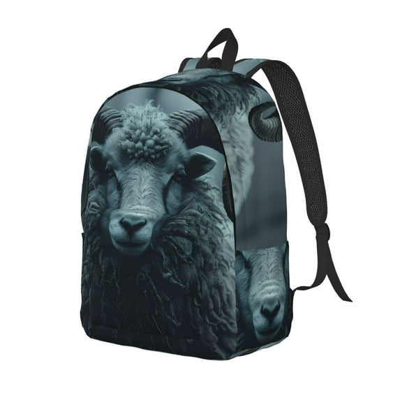 Rocae Moody Ram Portrait for Canvas College Laptop Backpack for Men Women -Medium