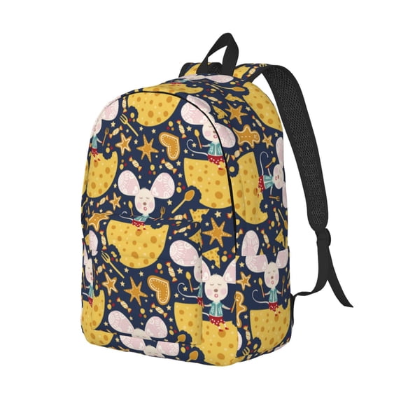Rocae Mouse Cheese for Durable Canvas Backpack Leisure Large Bag Travel Rucksack Multi-function Backpack
