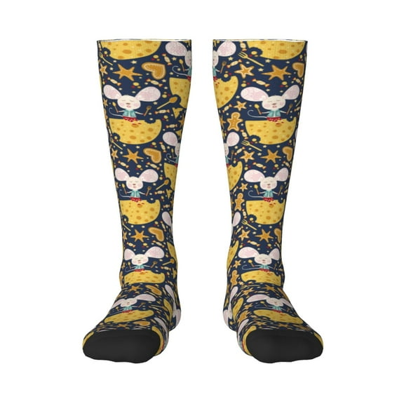 Rocae Mouse Cheese for Novelty Casual compression Socks For Women Men Contrast Color Stockings