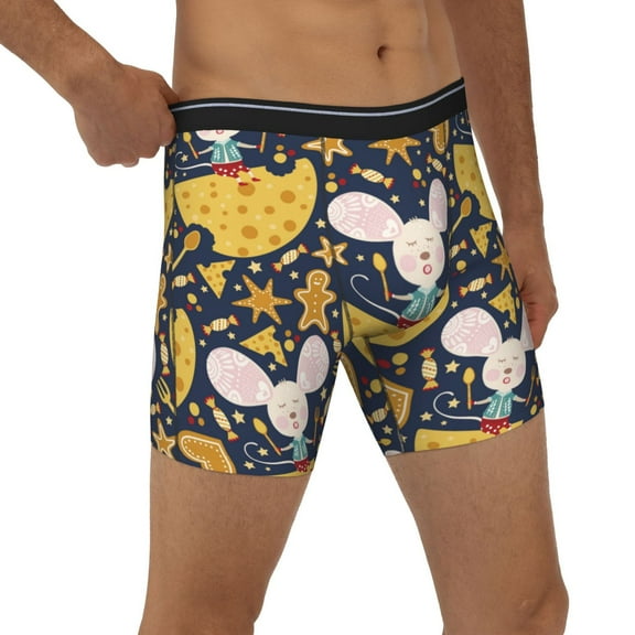 Rocae Mouse Cheese for Stretch Moisture-Wicking Underwear,Men's Underwear Boxer Briefs Medium