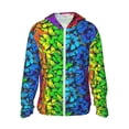 thumbnail image 1 of Rocae Multicolored Butterflies Print Breathable Sun Protection Hoodie Quick-Dry Lightweight Long Sleeve Hoodie Unisex Running Sports Shirt XX-Large, 1 of 9