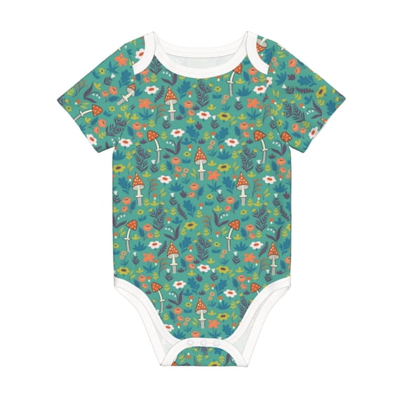 Rocae Mushrooms and Flowers for Baby Climbing Clothes Soft Baby Romper for Active Infants Comfortable and Breathable Crawling Jumpsuit Unisex Baby Outfit 12 Months