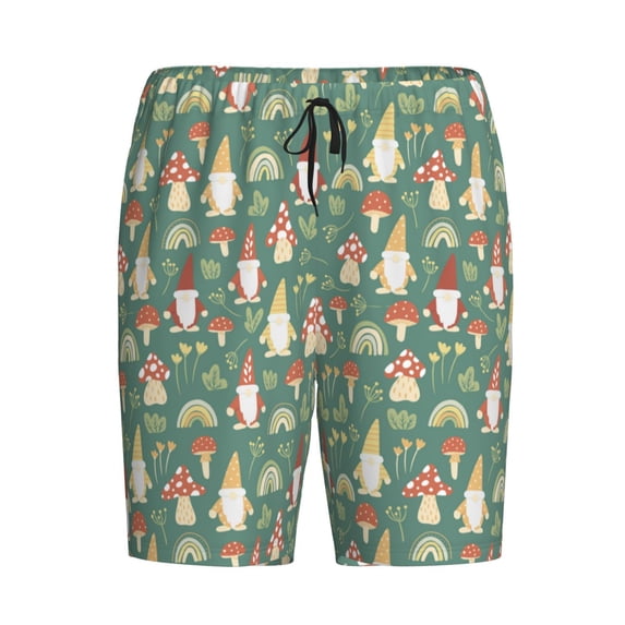 Rocae Mushrooms Gnome for Men's Soft Sleep Pajama Shorts, Waistband and Pockets