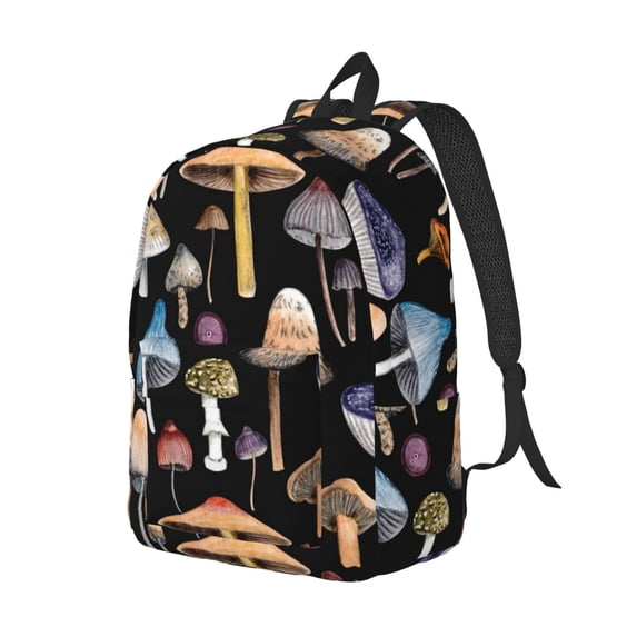 Rocae Mushrooms and Autumn Leaves for Durable Canvas Backpack Leisure Large Bag Travel Rucksack Multi-function Backpack Small